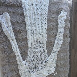 SHEIN White Lace Knit Cardigan